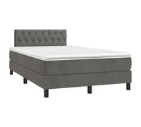 ATOMSTACK MAKER Cama con somier de 120 x 190 cm con colchón de muelles ensacados, funda de terciopelo gris oscuro, cabecero de altura regulable, dureza media, ideal para dormir boca arriba y boca
