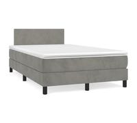 ATOMSTACK MAKER Cama con somier de 120 x 200 cm con cabecero regulable en altura, colchón de muelles ensacados y sobrecolchón - aspecto de terciopelo gris claro, dureza media, para dormir boca arriba