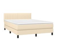 ATOMSTACK MAKER Cama con somier de 140 x 200 cm con cabecero regulable en altura, colchón de muelles ensacados y topper, tira LED (5 V), funda de poliéster transpirable en color crema, incluye