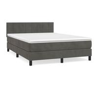 ATOMSTACK MAKER Cama con somier de 140 x 200 cm con colchón de muelles ensacados y cabecero de terciopelo ajustable en altura, color gris oscuro, dureza media, para dormir de espalda y boca abajo