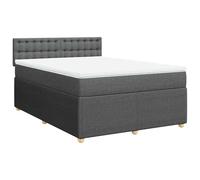 ATOMSTACK MAKER Cama con somier de 160 x 200 cm con colchón de muelles ensacados y cojín transpirable, funda de tela gris oscuro, cabecero de madera de pino macizo, 20 cm de alto, para un sueño