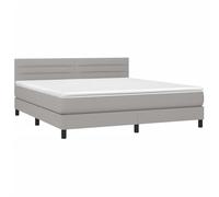 ATOMSTACK MAKER Cama con somier de 180 x 200 cm con colchón de muelles ensacados y topper, cabecero regulable en altura, gris claro, tiras LED (5 V), funda de poliéster transpirable, cama moderna para