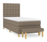 ATOMSTACK MAKER Cama con somier de 80 x 200 cm con colchón de muelles ensacados, cabecero de altura ajustable, funda de tela agradable a la piel (taupe), incluye banco, para un sueño reparador y uso
