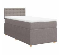 ATOMSTACK MAKER Cama con somier de 80 x 200 cm con colchón de muelles ensacados y cojín de espuma transpirable, funda de tela en color topo, estructura de madera estable con cabecero, para un sueño