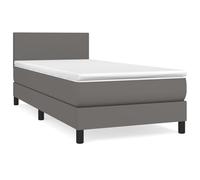 ATOMSTACK MAKER Cama con somier de 90 x 200 cm, color gris, con colchón de muelles ensacados y cabecero regulable en altura, dureza media, resistente a las manchas, incluye cubrecolchón, para dormir