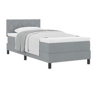 ATOMSTACK MAKER Cama con somier de 90 x 200 cm con colchón de muelles ensacados de dureza media, funda de tela gris claro, cabecero ajustable (2 alturas), marco de madera de pino macizo, moderna y