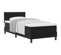 ATOMSTACK MAKER Cama con somier de 90 x 200 cm negro con funda de terciopelo, cabecero de altura ajustable, somier y colchón - Cama individual moderna para una óptima calidad de sueño