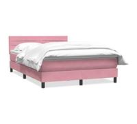 ATOMSTACK MAKER Cama con somier rosa de 140 x 220 cm con colchón de muelles ensacados, cabecero ajustable en altura, colchón transpirable y funda de terciopelo - Lujosa comodidad para dormir para