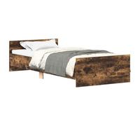 ATOMSTACK MAKER Cama de Madera Con Cabecero y Pieceras en Roble Ahumado, Estructura 90x190 cm sin Colchón, Lamas de Contrachapado Incluidas, Ideal para Dormitorios Modernos y Acogedores