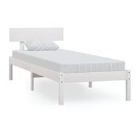ATOMSTACK MAKER Cama de Madera Maciza de Pino, Blanca, 100x200 cm, Con Cabecero y Somier Incluido, Ideal para Dormitorios Modernos, Montaje Requerido (Sin Colchón)