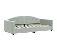 ATOMSTACK MAKER Cama diván convertible 90x200 cm sofá cama con estructura de metal y madera Maciza, tapizado en Terciopelo Gris Claro, Ideal para Pequeños Espacios y Huéspedes - Montaje Requerido