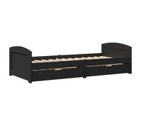 ATOMSTACK MAKER Cama Sofá Multifuncional Negra 90 x 200 cm de Pino Macizo Con 2 Cajones, Estructura Resistente y Lamas de Madera para Mejor Transpiración - Ideal para Dormitorio o Salón