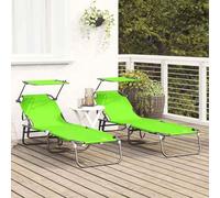 ATOMSTACK MAKER HOMELEN Juego de 2 tumbonas plegables de color verde, 190 x 57 x 81 cm, respaldo ajustable, material Oxford resistente, ideal para jardín, terraza y balcón