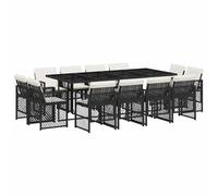 ATOMSTACK MAKER Homelen Juego de muebles de jardín de 13 piezas con cojines de ratán sintético negro, resistente a la intemperie, plegable, para terraza, jardín, patio trasero