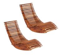 ATOMSTACK MAKER HOMELEN Mecedora tumbona de madera de acacia resistente a la intemperie y duradera, 149 x 60 x 86 cm, juego de 2 unidades, hasta 110 kg, para jardín, terraza, balcón e interior