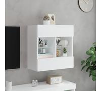 ATOMSTACK MAKER HOMELEN Mueble de pared para TV con luces LED, color blanco, 58,5 x 30 x 60,5 cm, armario para TV, mueble de TV, mueble de salón, armario para sala de estar, dormitorio