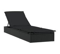 ATOMSTACK MAKER HOMELEN Tumbona con mesa negra - Tumbona ajustable de ratán PE resistente a la intemperie y acero con recubrimiento en polvo, 201 x 55 cm, ideal para piscina, balcón, jardín y camping
