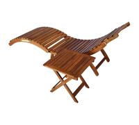 ATOMSTACK MAKER HOMELEN Tumbona con mesa y cojín de madera maciza de acacia - plegable ergonómica, 184 x 55 x 64 cm, color crema - para jardín, terraza, balcón y piscina