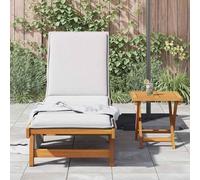 ATOMSTACK MAKER HOMELEN Tumbona de madera con mesa de madera de acacia, respaldo plegable de 4 niveles, color marrón natural, 199 cm, para jardín, terraza, piscina