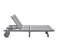 ATOMSTACK MAKER HOMELEN Tumbona de madera de acacia para 2 personas con respaldo ajustable y reposapiés, color gris con tapicería blanca crema para jardín, terraza, balcón y piscina
