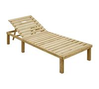 ATOMSTACK MAKER HOMELEN Tumbona de madera de pino impregnada con respaldo ajustable y cojín de poliéster blanco crema - 200 x 70 cm, resistente a la intemperie y rústica para jardín, terraza, balcón