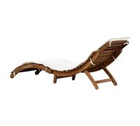 ATOMSTACK MAKER HOMELEN Tumbona de madera maciza de acacia con acolchado grueso y diseño plegable en color crema, 184 cm, resistente a la intemperie, para jardín, terraza e interior