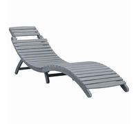 ATOMSTACK MAKER HOMELEN Tumbona de madera maciza de acacia con cojín y almohada, plegable, resistente a la intemperie, gris, 190 x 60 x 51 cm, para jardín, terraza, balcón e interior