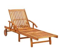 ATOMSTACK MAKER HOMELEN Tumbona de madera maciza de acacia con respaldo ajustable y mesa extensible, color crema, 200 x 67 cm, para terraza y jardín