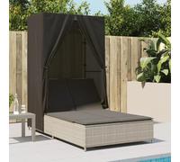 ATOMSTACK MAKER HOMELEN Tumbona doble con techo y cortinas, respaldo ajustable, resistente a los rayos UV, gris claro, 104 x 197 x 193 cm, para jardín, terraza, piscina