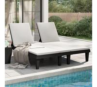 ATOMSTACK MAKER HOMELEN Tumbona doble negra 155 x 138 x 83 cm de polipropileno resistente a los rayos UV con respaldo ajustable de 5 posiciones para jardín, terraza y balcón