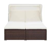 ATOMSTACK MAKER HOMELEN Tumbona para 2 personas de ratán PE duradero con respaldo ajustable y techo plegable - Marrón, 194 x 120,5 x 110 cm, resistente a la intemperie para piscina, terraza, balcón y