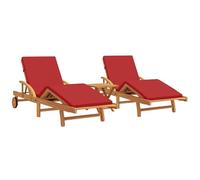 ATOMSTACK MAKER HOMELEN Tumbona para 2 personas + madera de acacia maciza + respaldo ajustable y resistente a la intemperie + rojo, 40 x 40 x 40 cm + jardín, terraza, zona de piscina