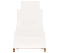 ATOMSTACK MAKER HOMELEN Tumbona plegable de madera maciza de teca con cojín blanco crema, resistente a la intemperie, ergonómica, ahorra espacio, para jardín, terraza, piscina