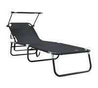 ATOMSTACK MAKER HOMELEN Tumbona plegable negra 190 x 57 x 81 cm - Respaldo ajustable, tejido Oxford resistente y marco de acero para jardín, terraza, balcón y playa