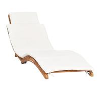 ATOMSTACK MAKER HOMELEN Tumbonas ergonómicas de madera maciza de teca con respaldo ajustable y cojines de color blanco crema - plegable resistente a la intemperie para jardín, terraza y balcón