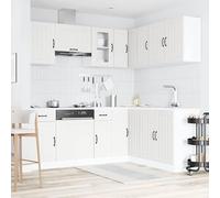 ATOMSTACK MAKER Juego de 11 muebles de cocina Kalmar en color blanco - madera con cristal, 30 - 80 cm de ancho, incluye elementos de esquina y bandeja para lavavajillas, para muebles de cocina