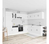 ATOMSTACK MAKER Juego de 14 unidades de armario de cocina Kalmar en color blanco - madera con patas ajustables, elementos de cocina, horno y esquinas, diseño moderno para cocinas pequeñas y grandes