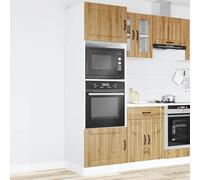 ATOMSTACK MAKER Juego de 2 armarios de cocina con patas ajustables de madera de roble Artisan, 60 x 57 x 207 cm, para horno y microondas, serie Lucca