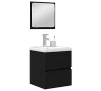 ATOMSTACK MAKER Juego de muebles de baño de 2 piezas (espejo + armario) en blanco y negro, montaje en pared, 42 x 39 x 45 cm, material de madera, 1 cajón, diseño moderno para baños pequeños