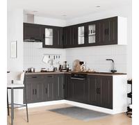 ATOMSTACK MAKER Juego de muebles de cocina Kalmar de 11 piezas, color negro, madera y cristal, hasta 81,5 cm de altura, con patas ajustables para muebles de cocina completos