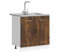 ATOMSTACK MAKER Kalmar - Juego de 2 armarios de cocina, color marrón, 80 x 46 x 81,5 cm, madera con puertas al ras y tiradores de planchado, moderno, duradero, para cocina y comedor
