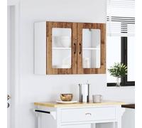 ATOMSTACK MAKER Lucca - Armario colgante de cocina con puerta de cristal, 80 x 31 x 60 cm, aspecto de madera y cristal, montaje en pared, gran capacidad de almacenamiento para platos, ollas y vajillas
