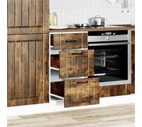 ATOMSTACK MAKER Lucca - Mueble bajo de cocina con 2 cajones, madera de roble ahumado, 40 x 46 x 81,5 cm, patas regulables, máx. 50 kg, ideal para fregadero y isla de cocina