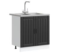 ATOMSTACK MAKER Lucca - Mueble bajo lavabo (80 x 46 x 81,5 cm, madera, 2 puertas a ras con tiradores de planchado, reposapiés estables, incluye fregadero y escurridor, para cocinas modernas)