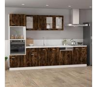 ATOMSTACK MAKER Lyon - Armario de pared para cocina con parte frontal de cristal, madera de roble ahumado, 40 x 31 x 60 cm, 2 niveles para platos y ollas, montaje en pared, diseño moderno