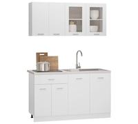 ATOMSTACK MAKER Lyon - Mueble de cocina de 4 piezas, color blanco, armario colgante y armario inferior de madera con frontal de cristal, 60-80 cm de ancho, para cocinas organizadas (requiere montaje)
