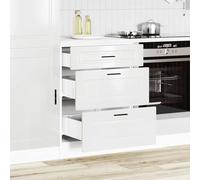 ATOMSTACK MAKER Mueble bajo la cocina Porto de 60 cm, color blanco brillante, de madera con 2 cajones, patas ajustables, capacidad de carga de 50 kg, armario bajo moderno para almacenamiento eficiente