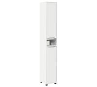 ATOMSTACK MAKER Mueble de baño blanco de 30,5 x 30 x 195 cm con 2 puertas y 7 estantes, patas ajustables en altura, resistente a la humedad, moderno armario de madera para baño