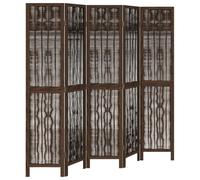 ATOMSTACK MAKER Separador plegable de madera maciza de paulownia y ramas de sauce, 5 piezas, color marrón oscuro, aspecto quemado, 180 x 175 - 180 cm, para salón, oficina, dormitorio - interior