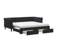 ATOMSTACK MAKER Sofá Cama Plegable 2 en 1 Negro de Terciopelo, Sofá Cama Diario Con 2 Cajones Deslizantes y 2 Colchones de Espuma (219x100 cm, Altura 68 cm) para Salón o Dormitorio de Invitados